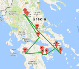 mappa tour grecia classica