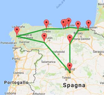 mappa tour Spagna del nord