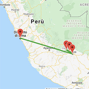 mappa tour organizzato peru e Machu Picchu 