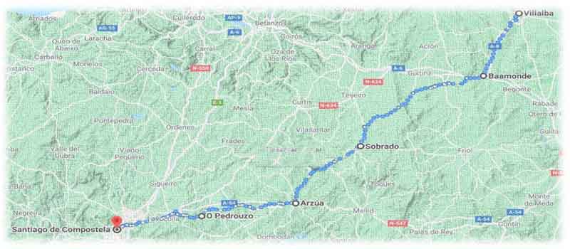 mappa cammino del nord - parte finale