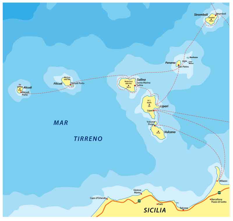 tour Isole Eolie - mappa