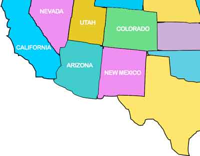 mappa Usa ovest