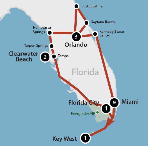 mappa tour della Florida